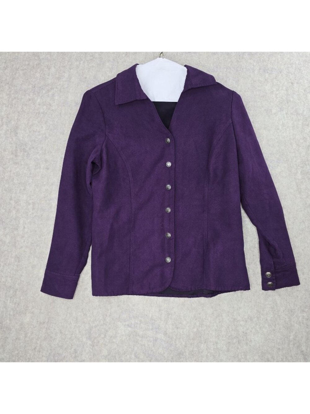 Croft & Barrow Womens Purple Button-Up Jacket Size S Polyester